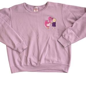 Women's vintage embroidered sewing theme lavender sweatshirt size large‎